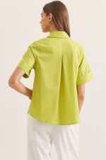 Entro Solid Collared Top with Gold Buttons