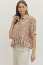 Entro Polka Dot Ruffle Hem Top