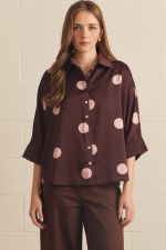 Entro Polka Dot Button Front Blouse