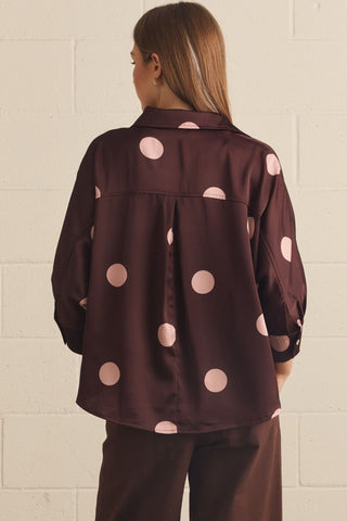 Entro Polka Dot Button Front Blouse