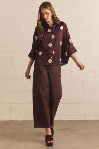 Entro Polka Dot Button Front Blouse