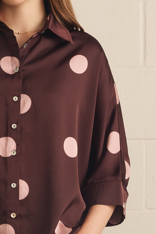 Entro Polka Dot Button Front Blouse