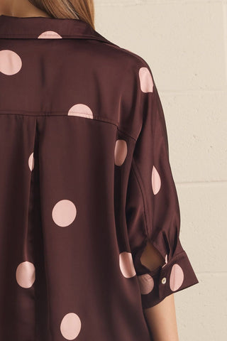 Entro Polka Dot Button Front Blouse