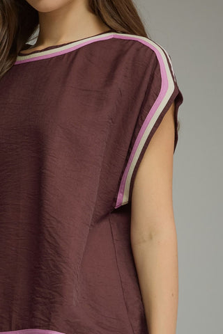 Entro Chocolate Contrast Trim Top