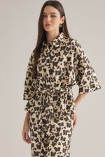 Entro Butterfly Printed Tie Waist Blouse