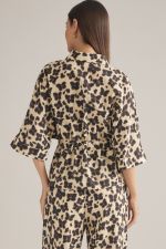 Entro Butterfly Printed Tie Waist Blouse