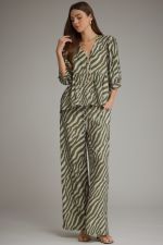 Entro Green Zebra Print Pants Set