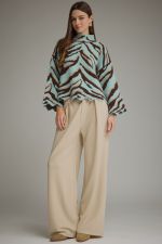 Entro Blue Zebra Print Knit Top