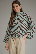 Entro Blue Zebra Print Knit Top