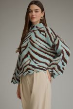 Entro Blue Zebra Print Knit Top