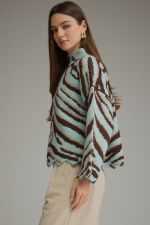 Entro Blue Zebra Print Knit Top