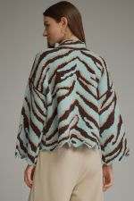 Entro Blue Zebra Print Knit Top