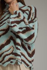 Entro Blue Zebra Print Knit Top