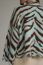 Entro Blue Zebra Print Knit Top