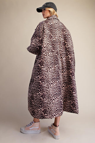 Easel Animal Print Oversized Padded Maxi Jacket