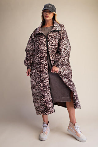 Easel Animal Print Oversized Padded Maxi Jacket