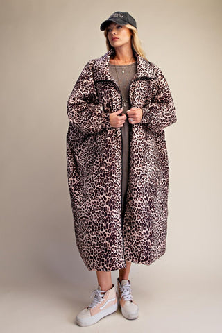 Easel Animal Print Oversized Padded Maxi Jacket