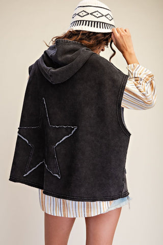 Easel Mineral Washed Hoodie Vest