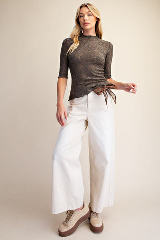 Easel Textured Lace Fitted Top