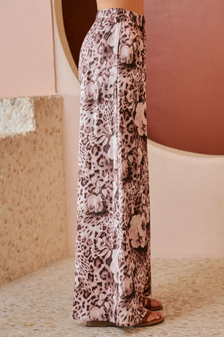 Jade By Jane Leopard Floral Wide Leg Pants