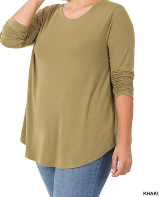Zenana Long Sleeve Round Hem Top