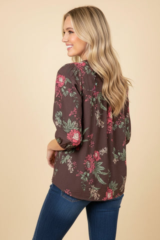 Heimish Floral Button Front Blouse