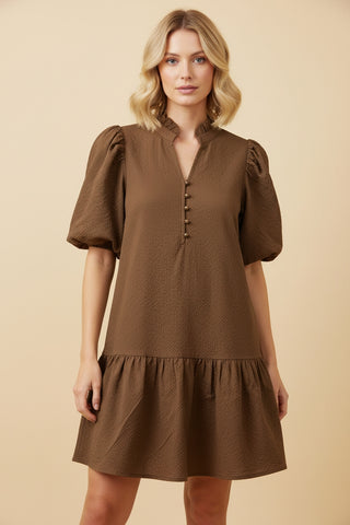 Heimish Seersucker Puff Sleeve Mini Dress