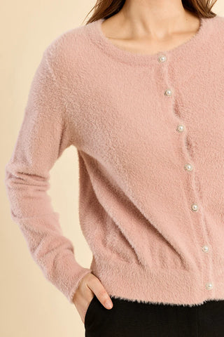 Molly Bracken Pink Cropped Button Up Cardigan