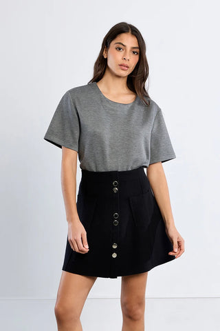 Molly Bracken Button Front Knit Mini Skirt