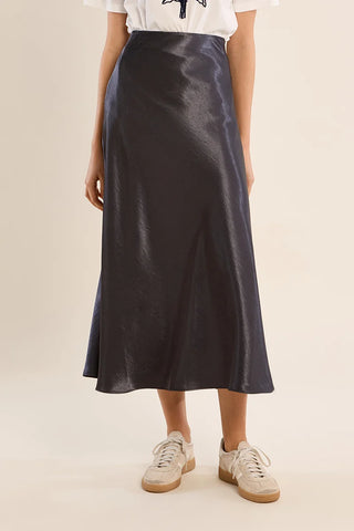 Molly Bracken Satin High Waisted Flared Skirt