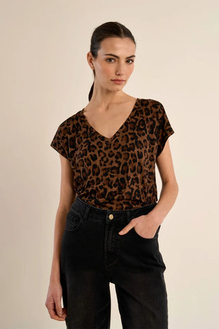 Molly Bracken Leopard V-Neck Tee